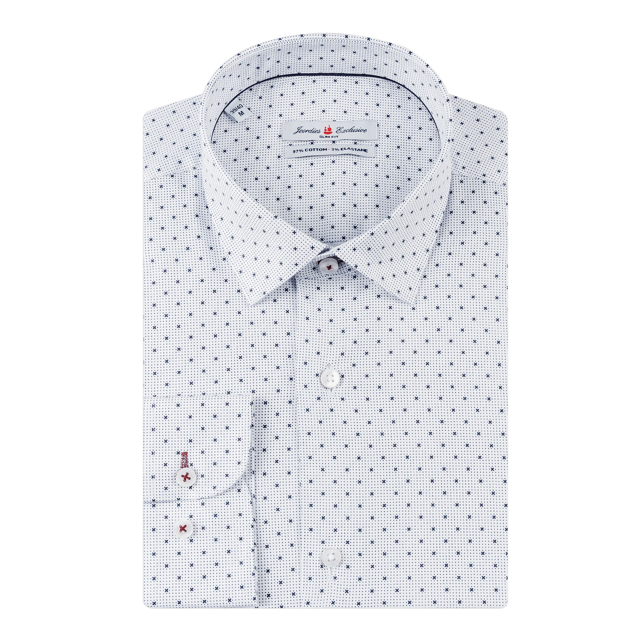 White - Navy Cotton Shirt