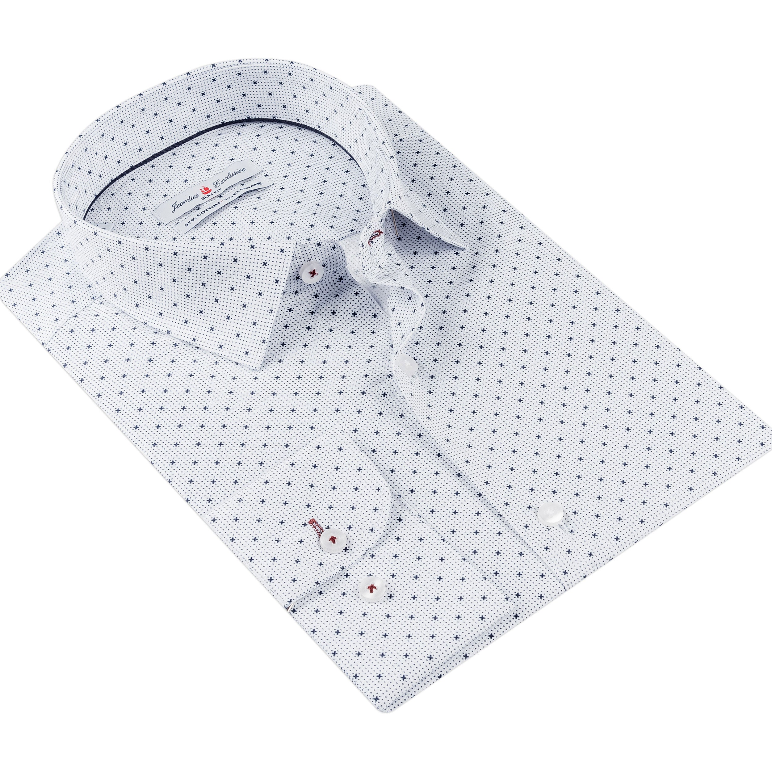 White - Navy Cotton Shirt