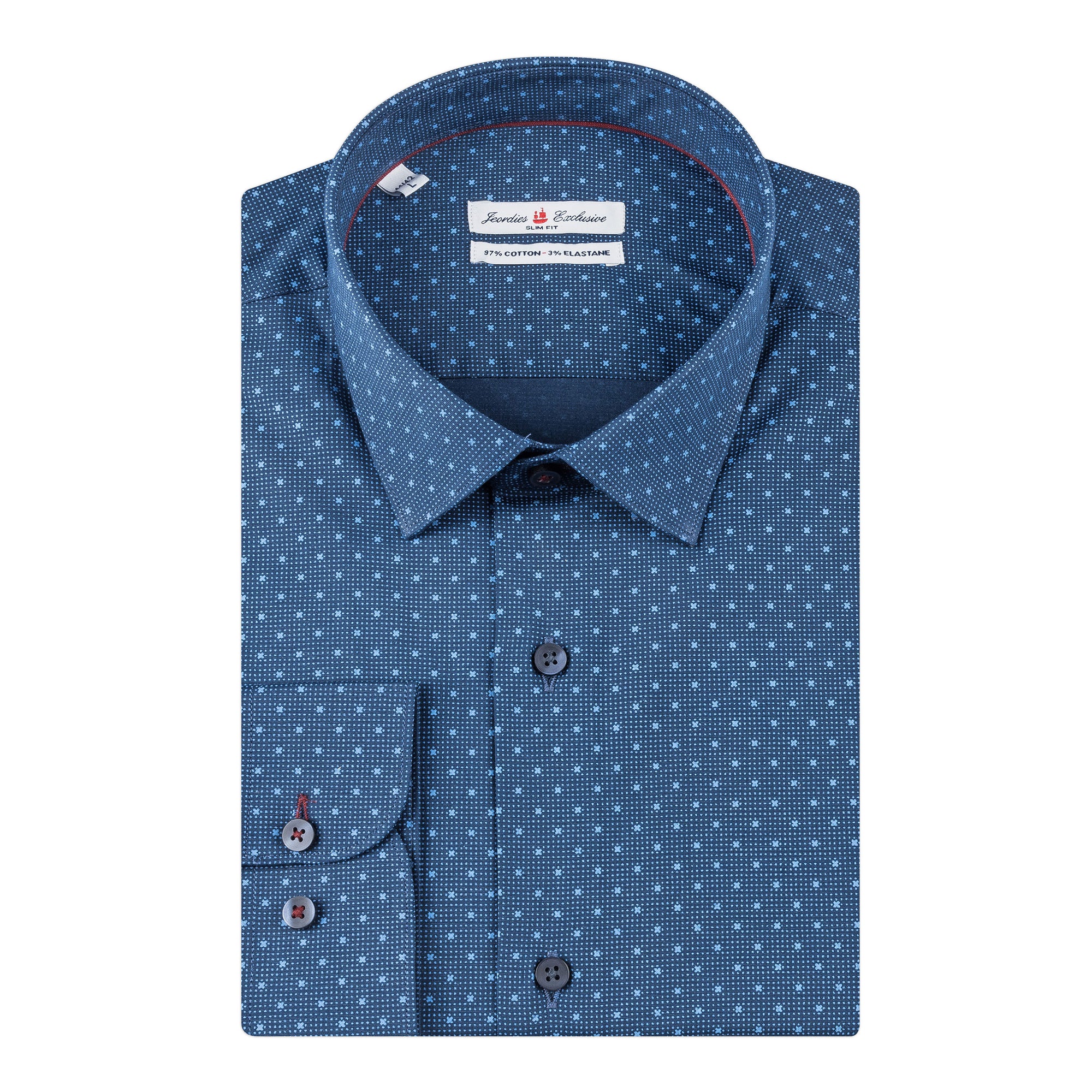 Navy - Sax Blue Cotton Shirt