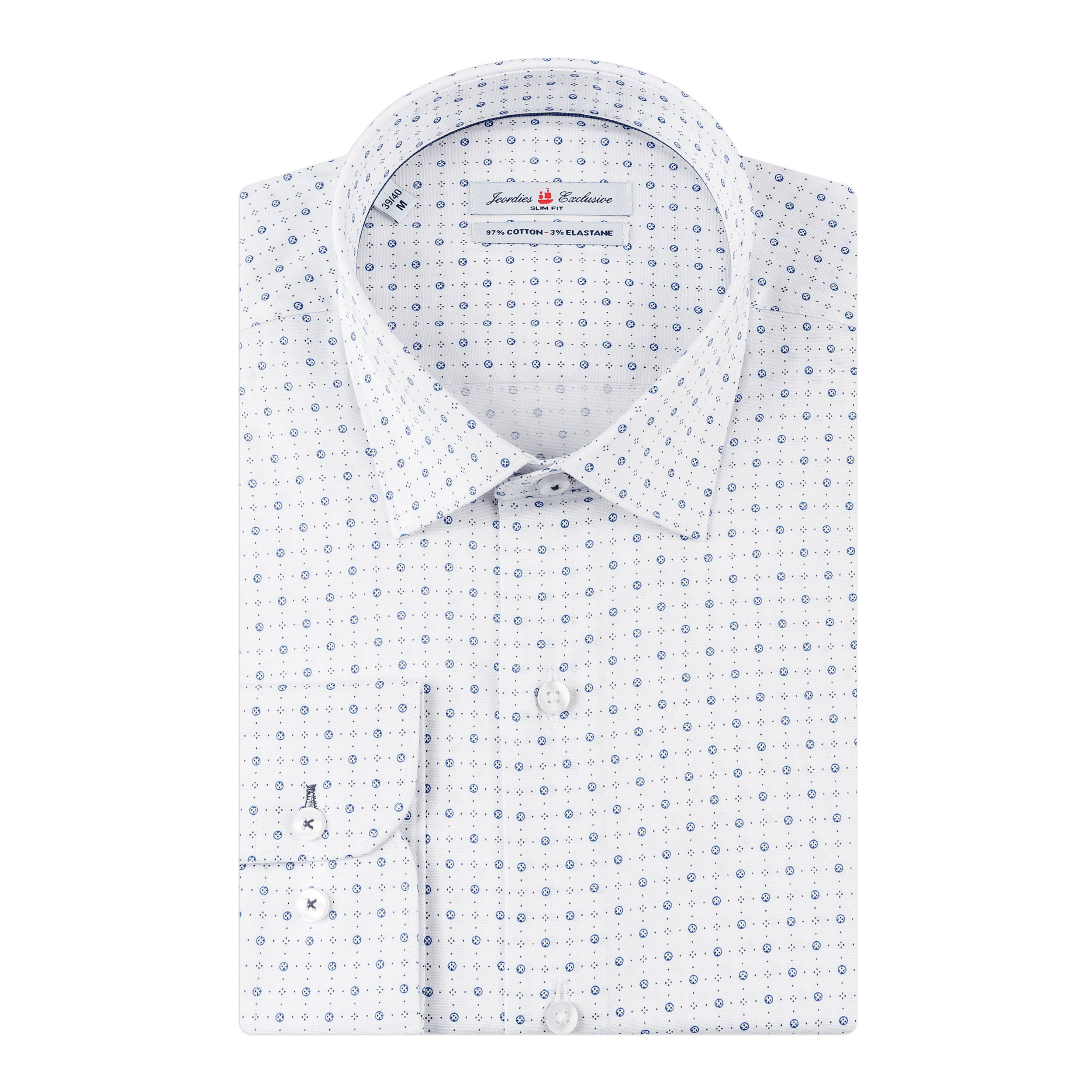 White - Sax Blue Cotton Shirt