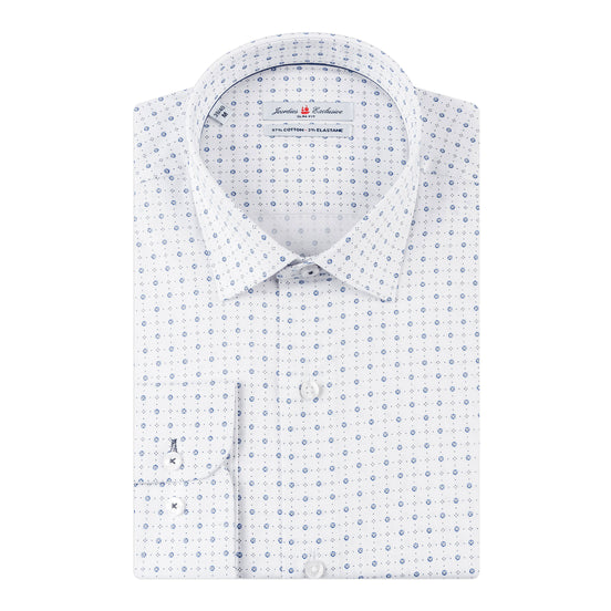 White - Sax Blue Cotton Shirt