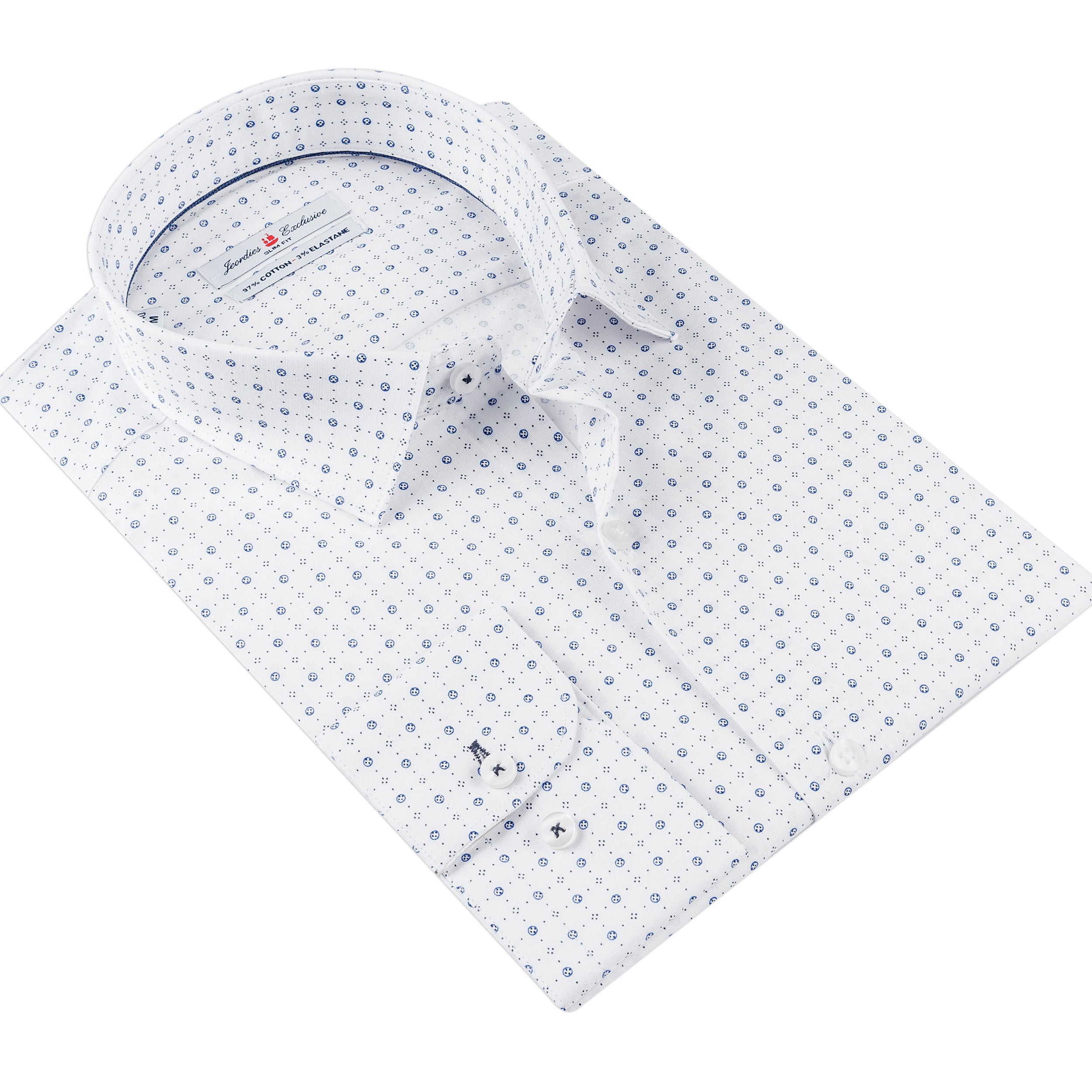 White - Sax Blue Cotton Shirt