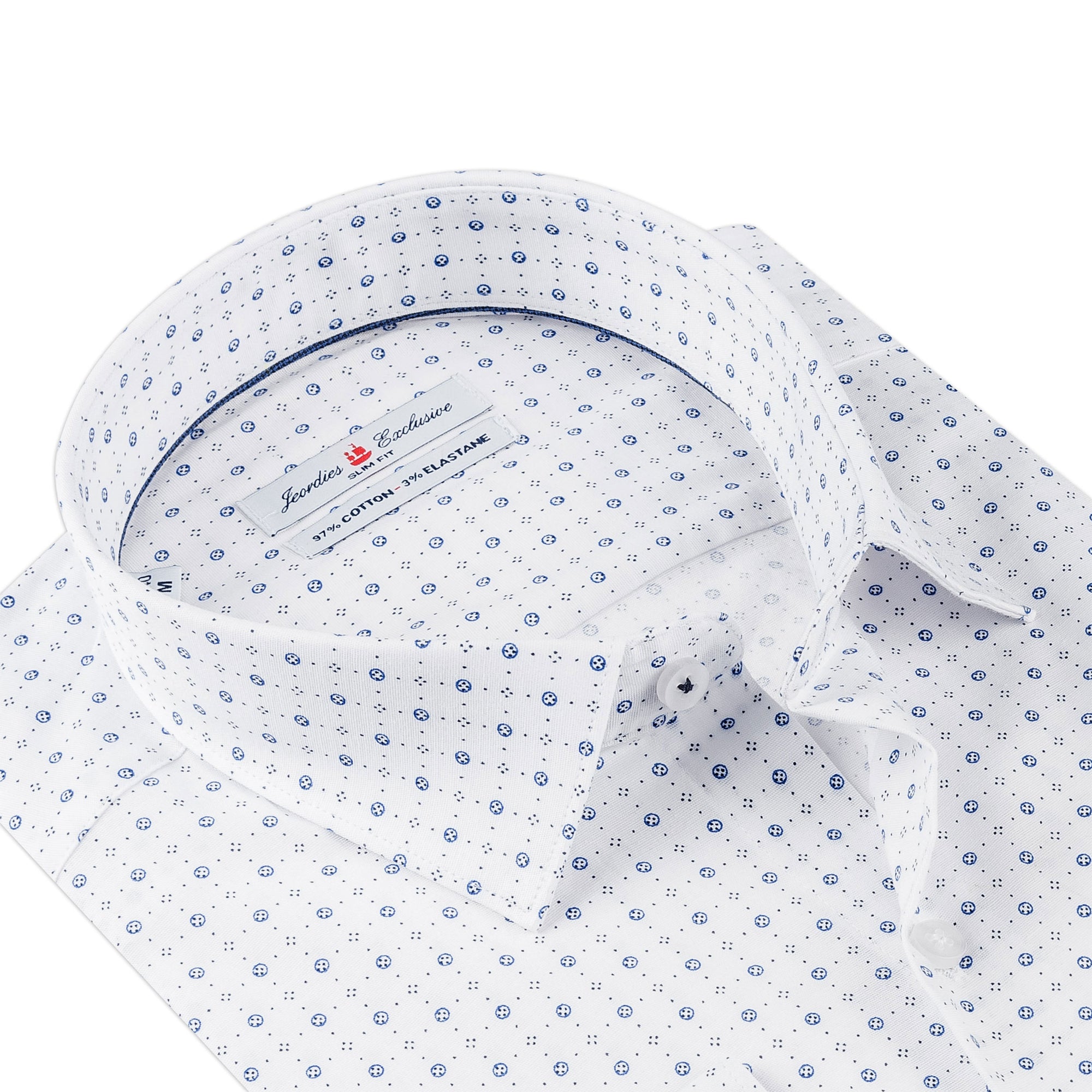 White - Sax Blue Cotton Shirt