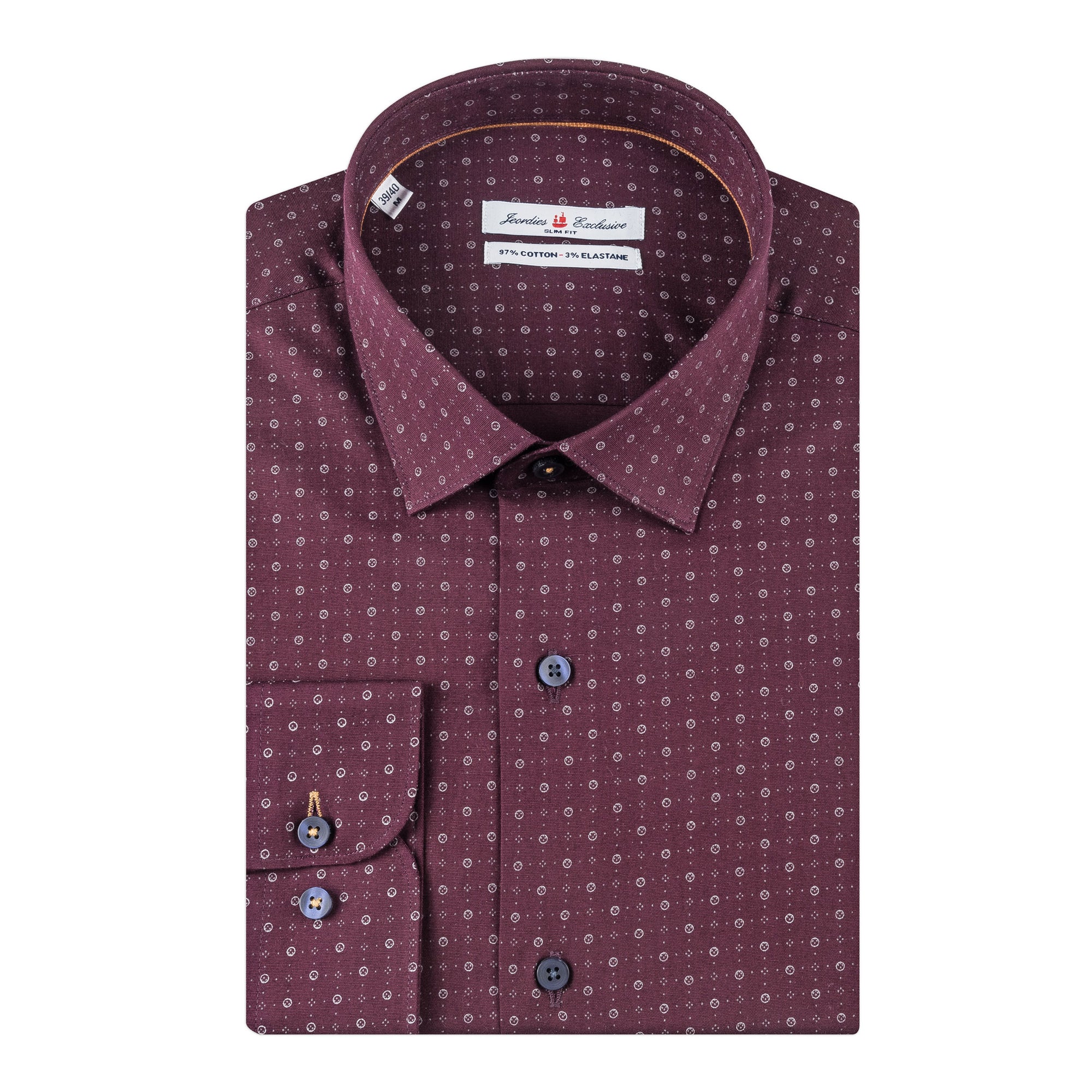 Burgundy - Grey Cotton Shirt