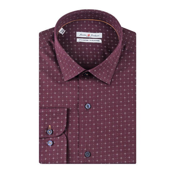 Burgundy - Grey Cotton Shirt