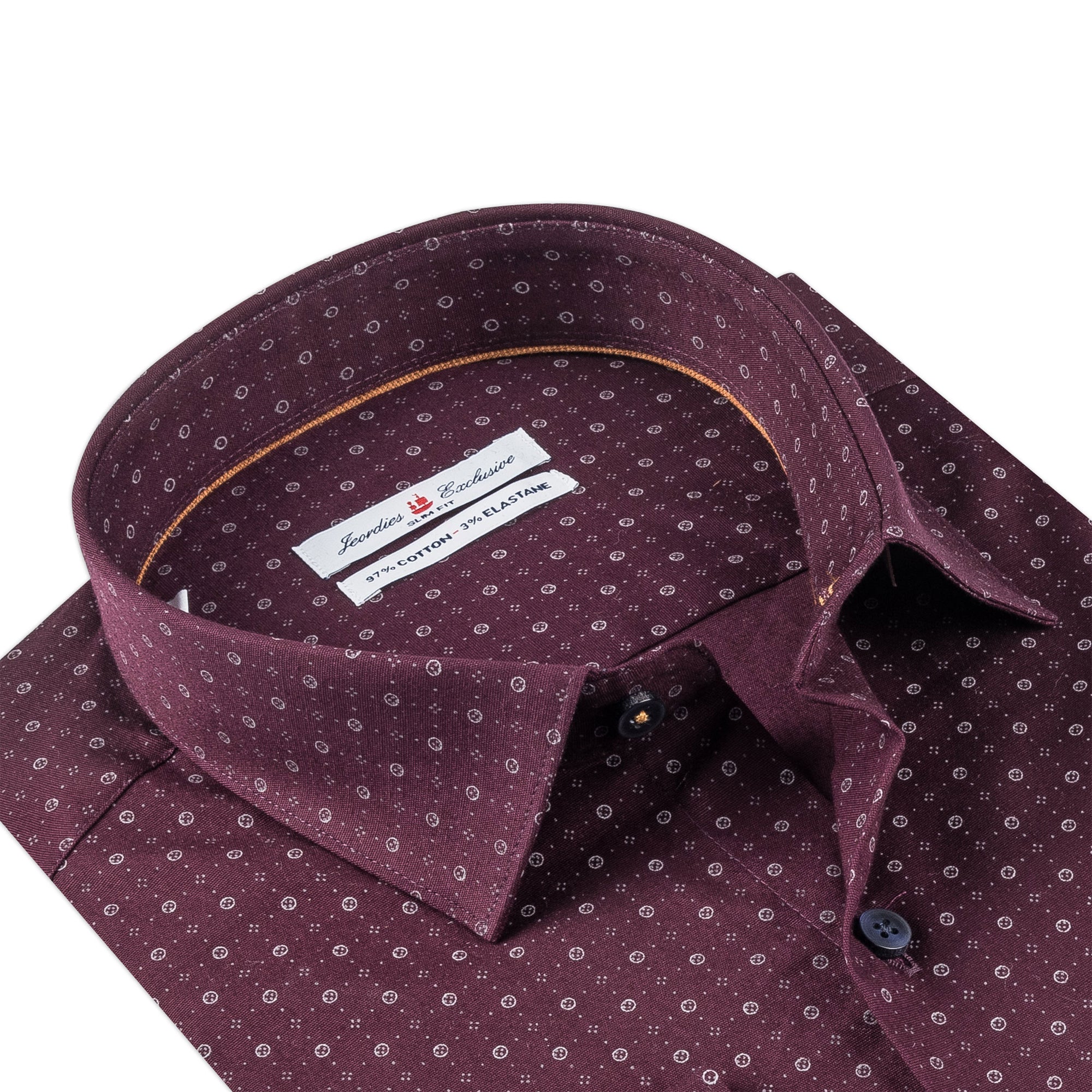 Burgundy - Grey Cotton Shirt