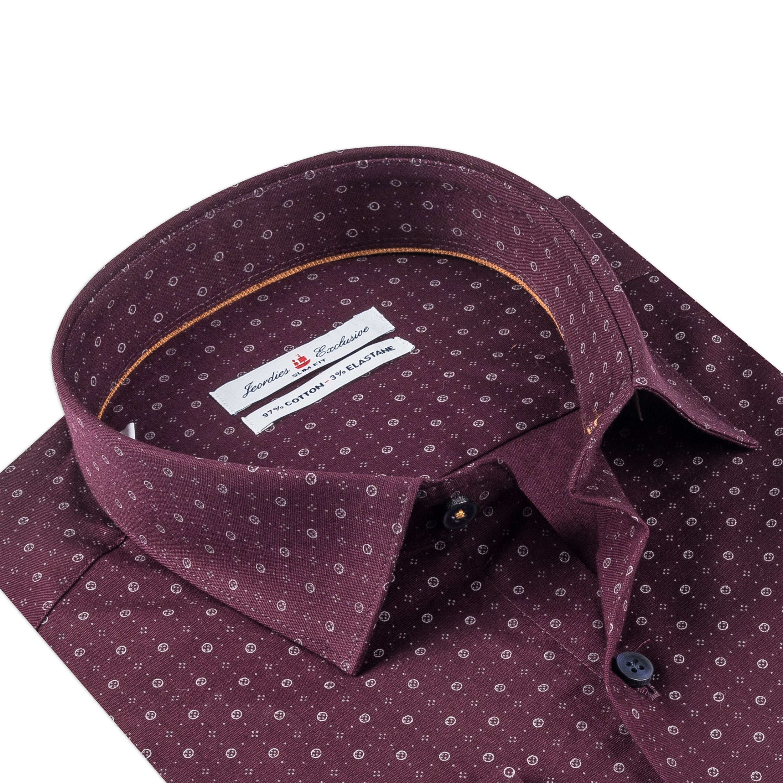 Burgundy - Grey Cotton Shirt