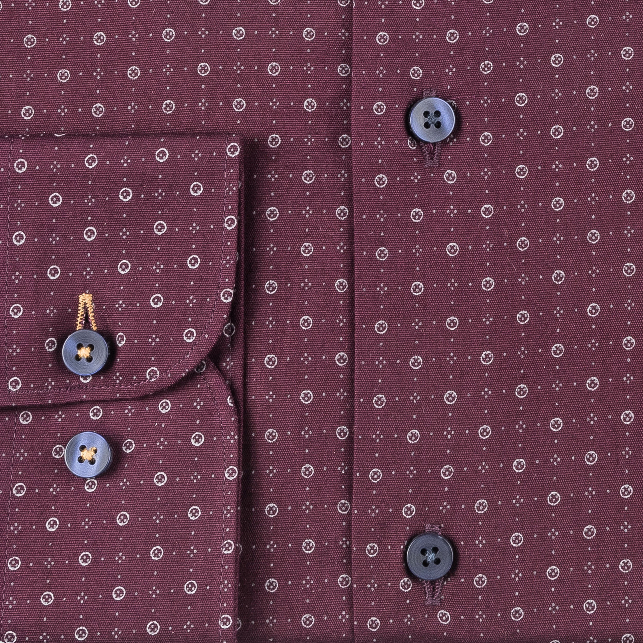 Burgundy - Grey Cotton Shirt