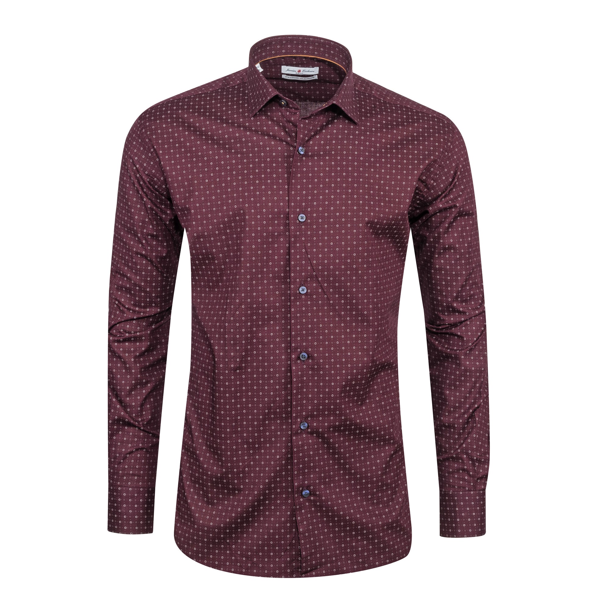 Burgundy - Grey Cotton Shirt