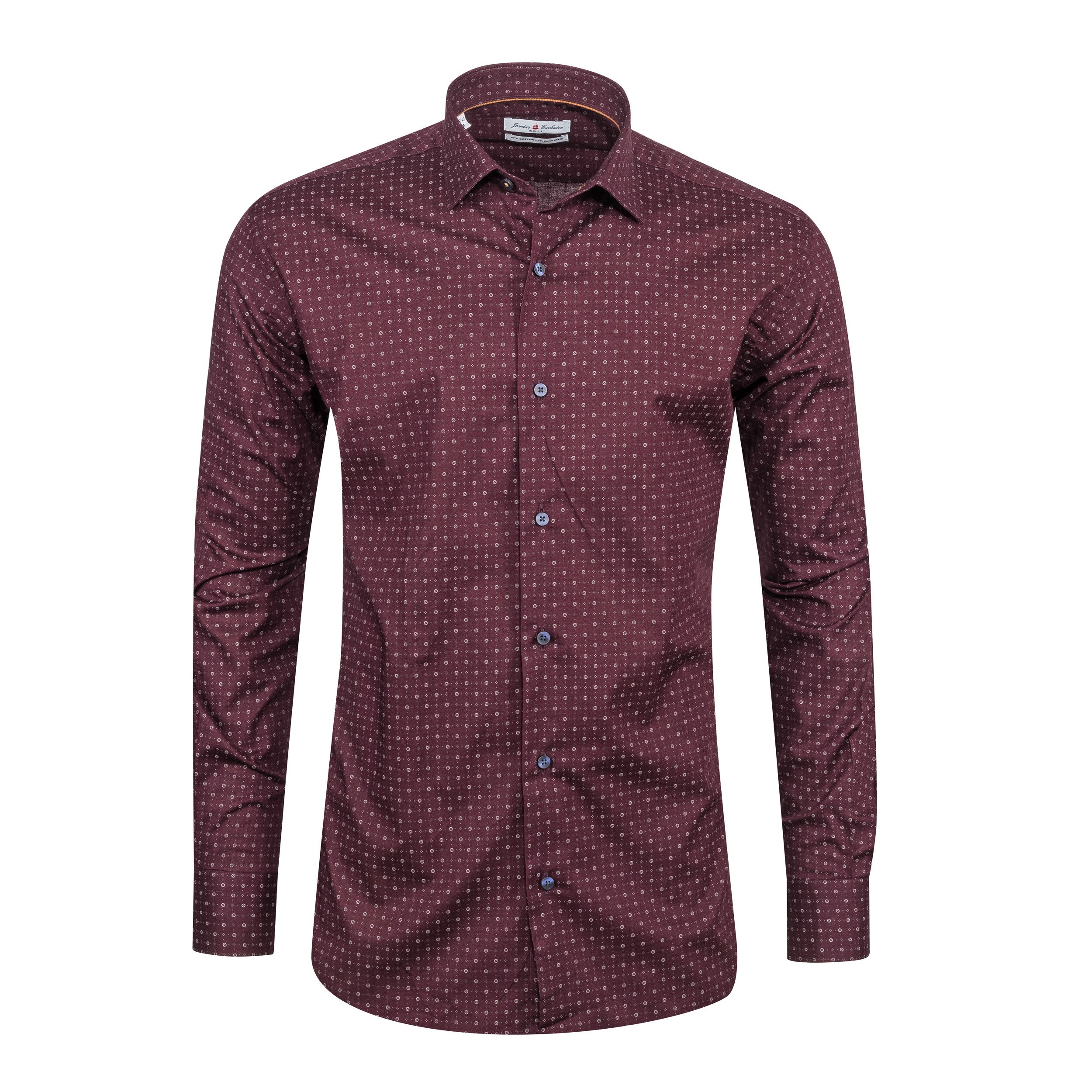 Burgundy - Grey Cotton Shirt