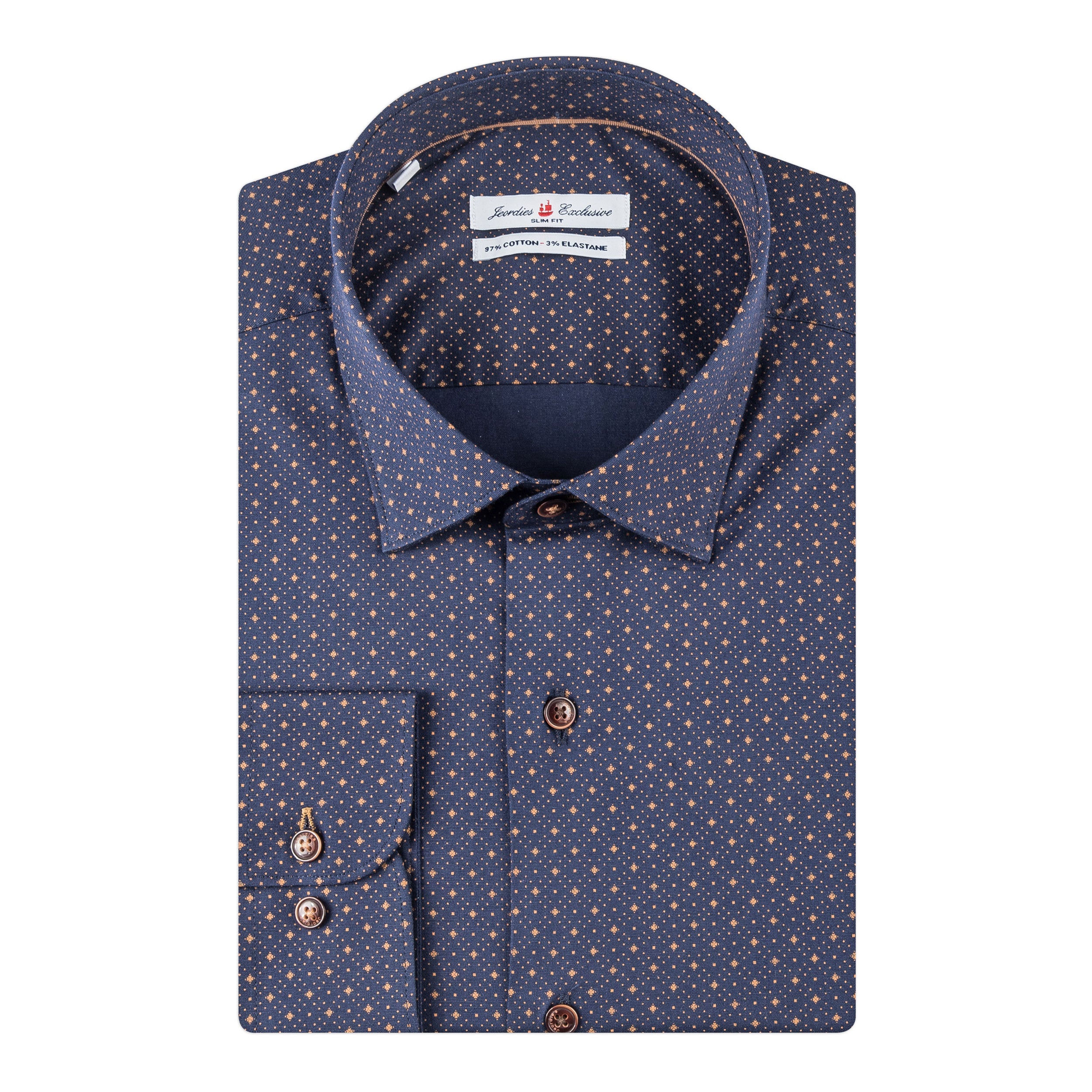 Navy - Mustard Cotton Shirt