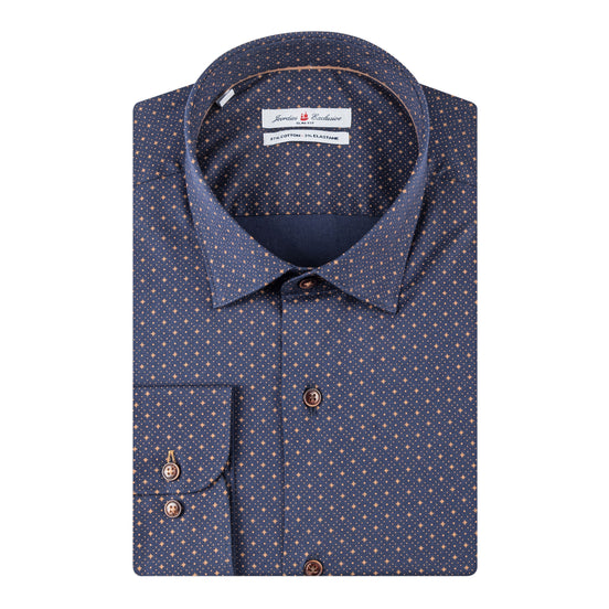 Navy - Mustard Cotton Shirt