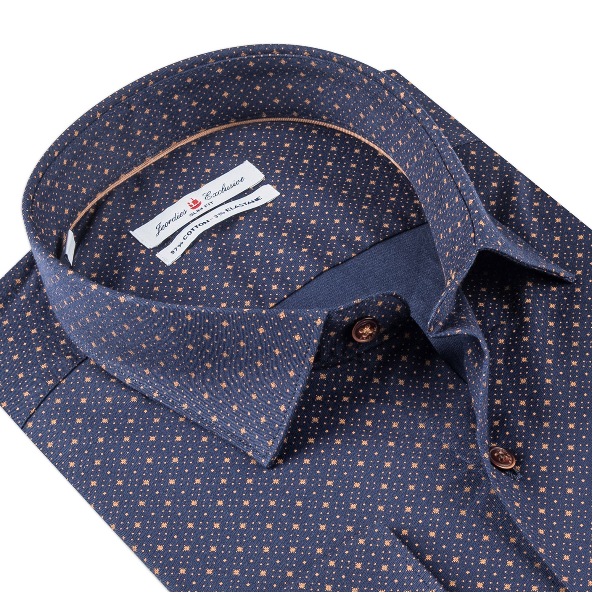 Navy - Mustard Cotton Shirt