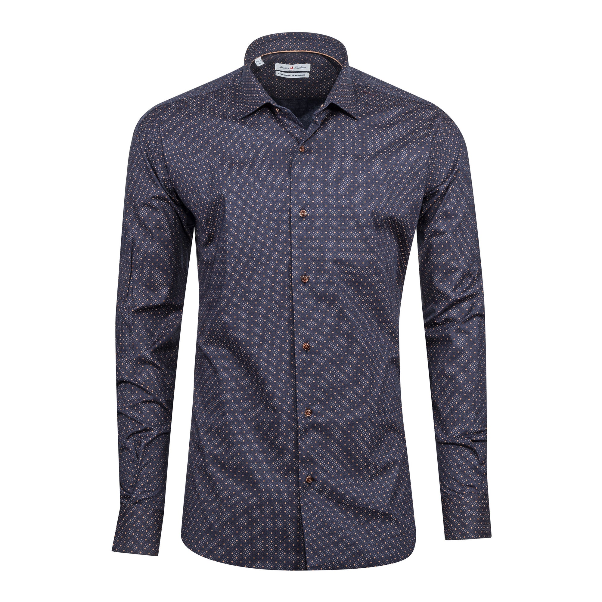 Navy - Mustard Cotton Shirt