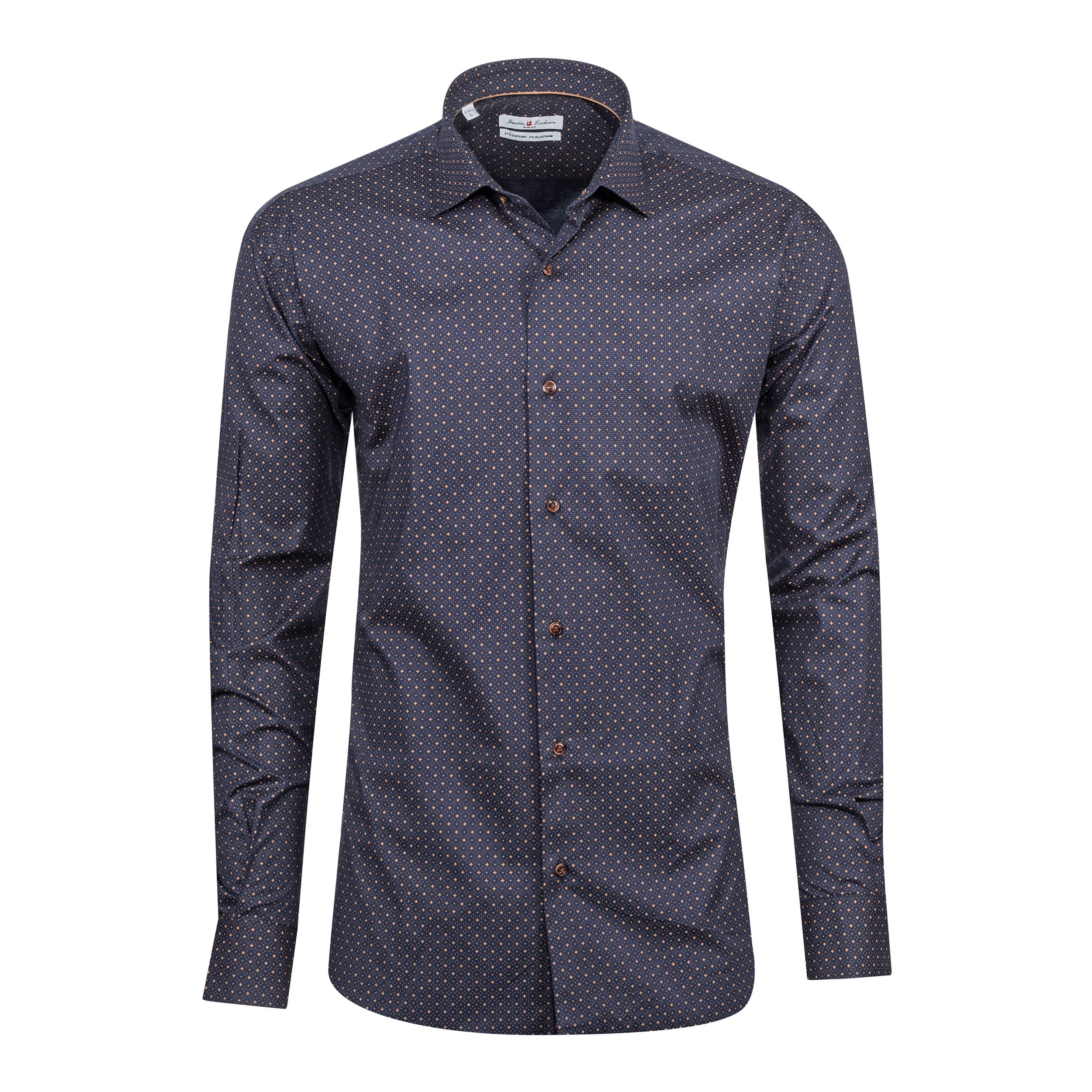 Navy - Mustard Cotton Shirt