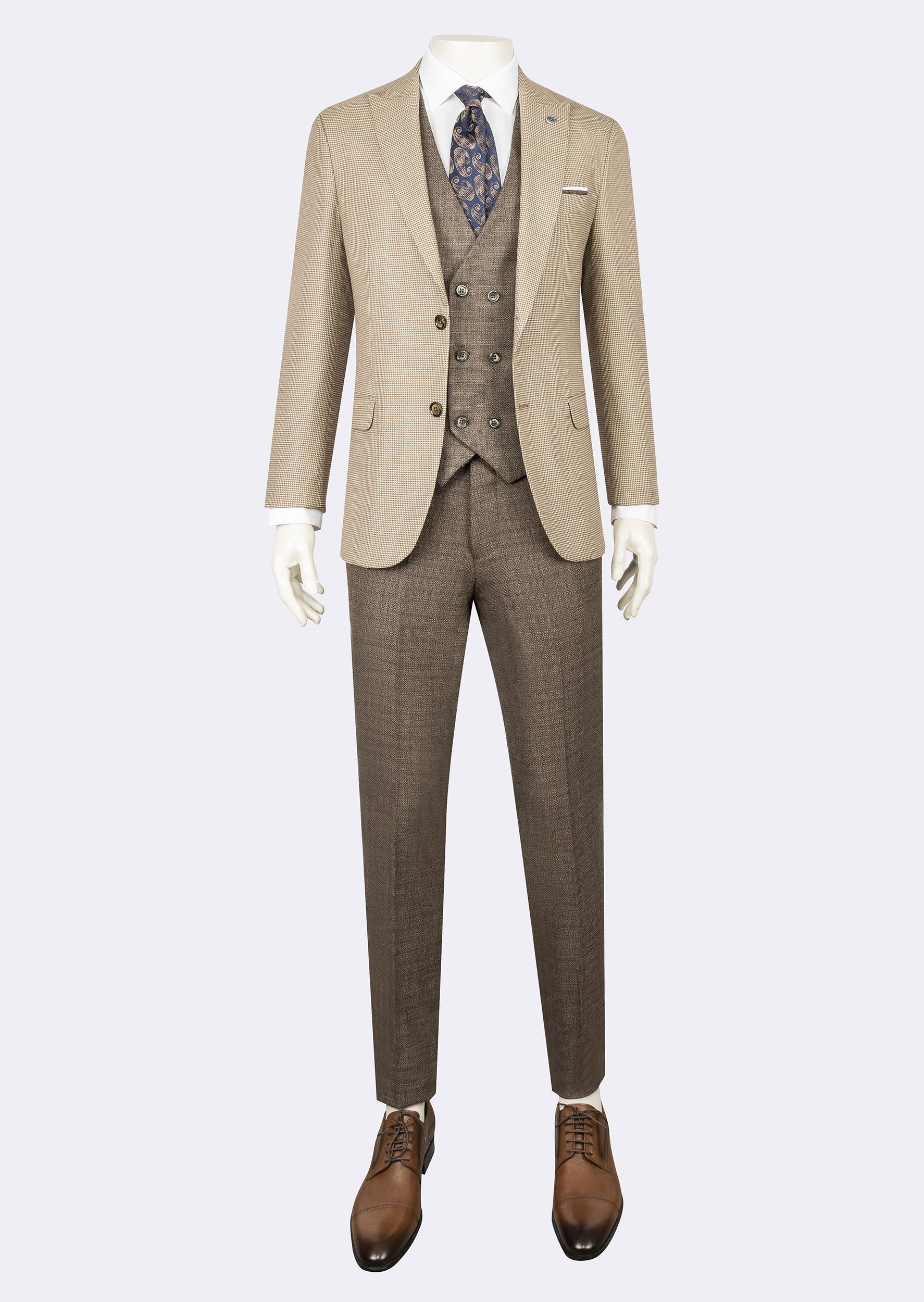 Beige Three-Piece Suit