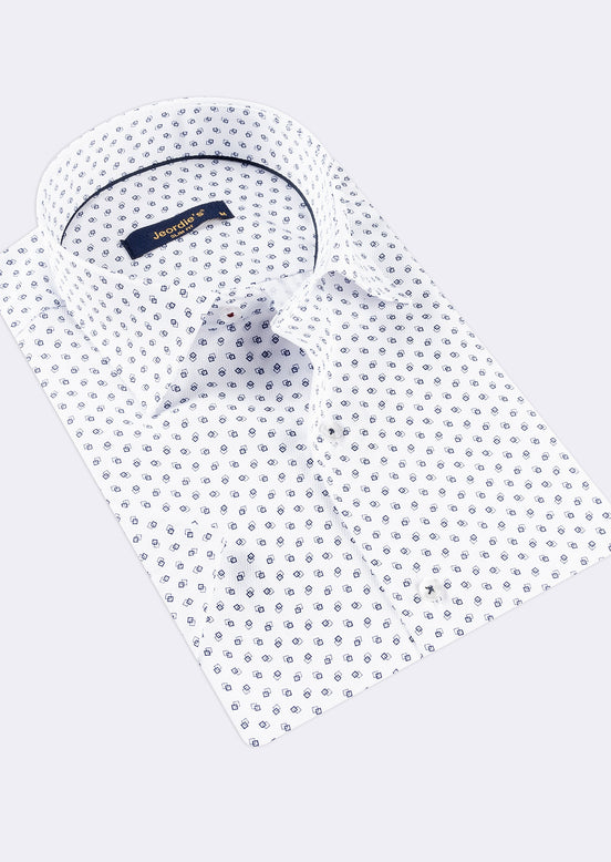 White - Navy Short Sleeve Shirt
