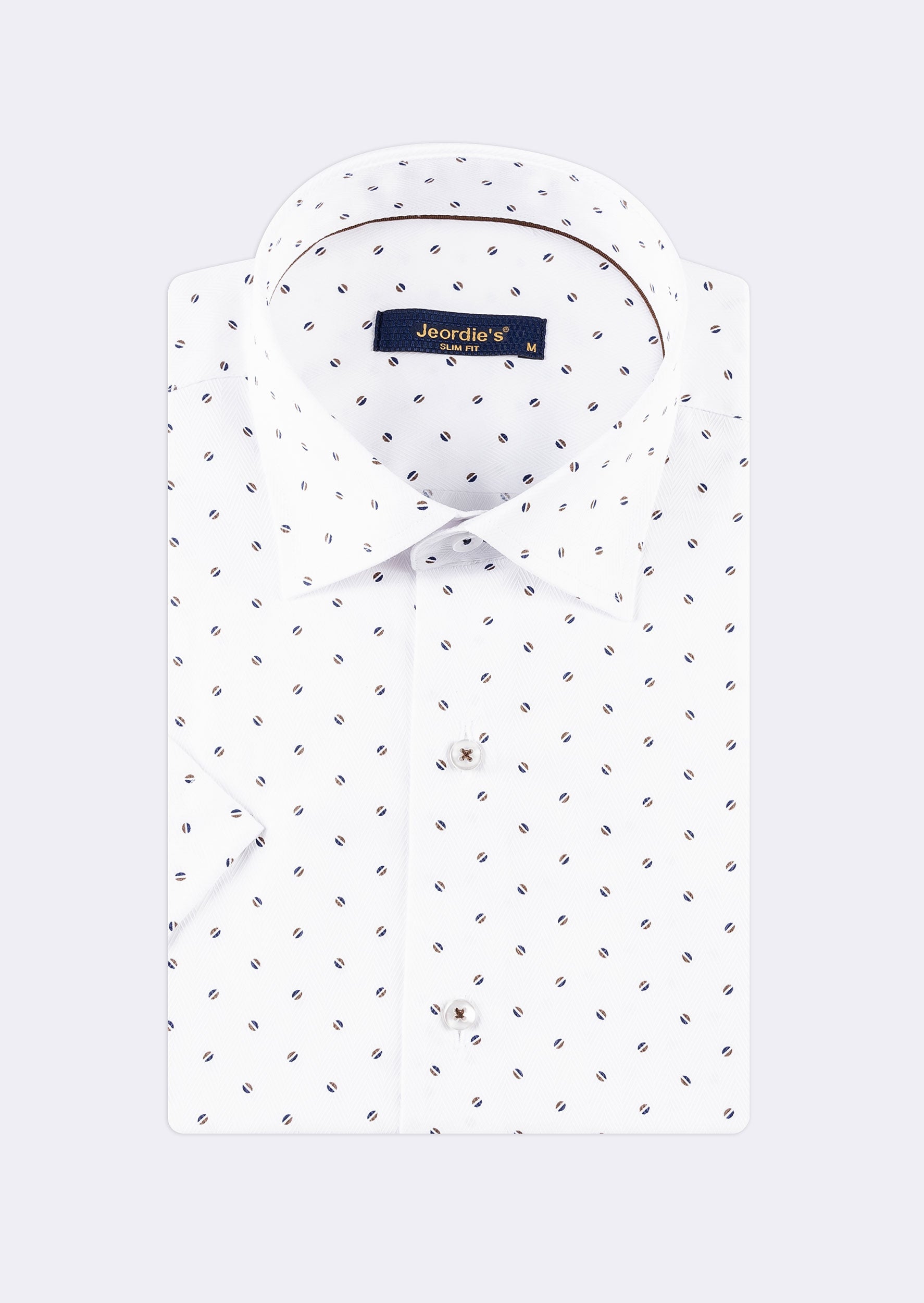 White - Brown Short Sleeve Shirt
