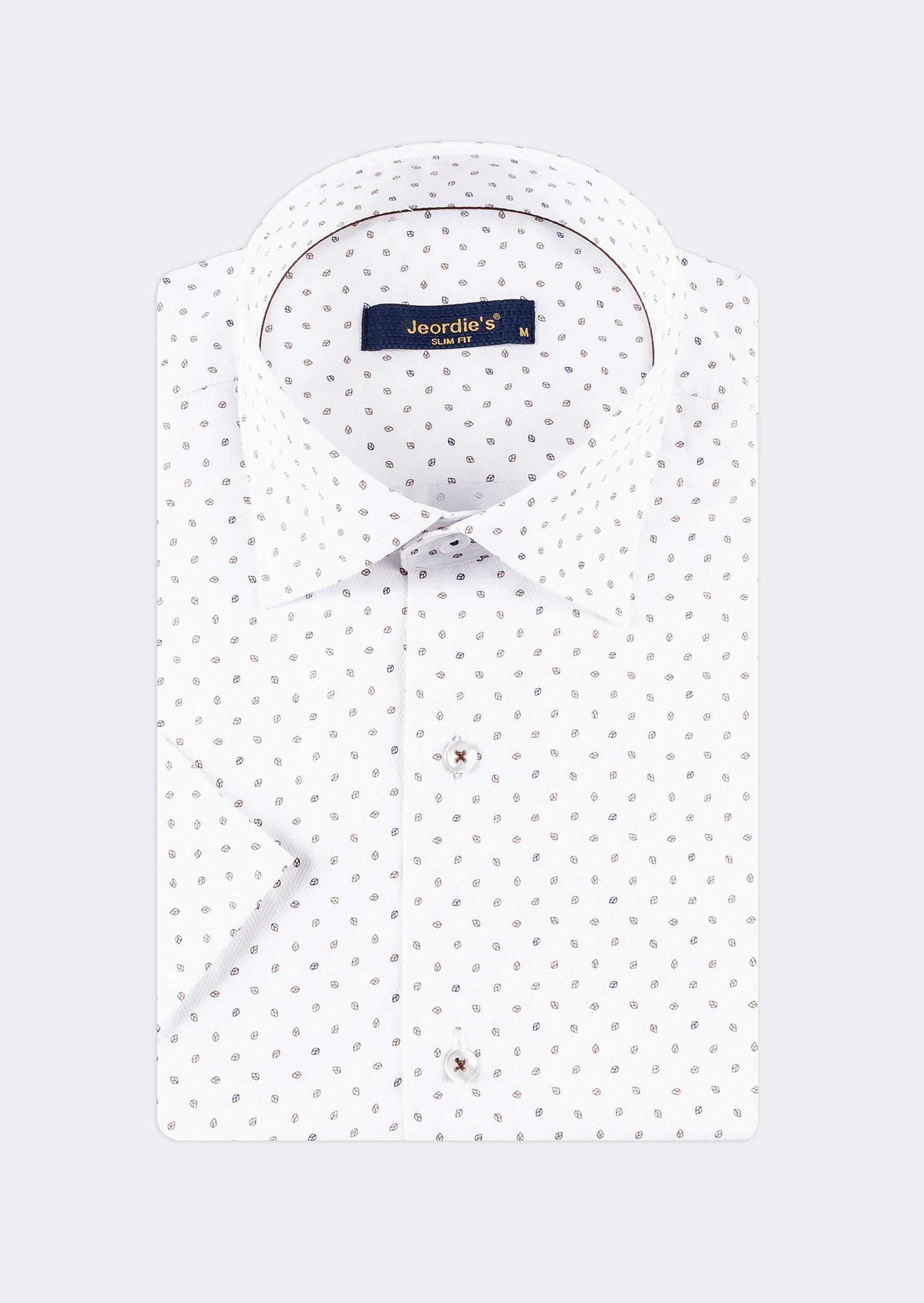 White - Brown Short Sleeve Shirt