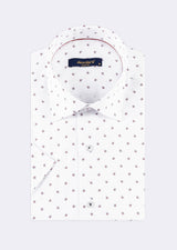 White - Burgundy Short Sleeve Shirt