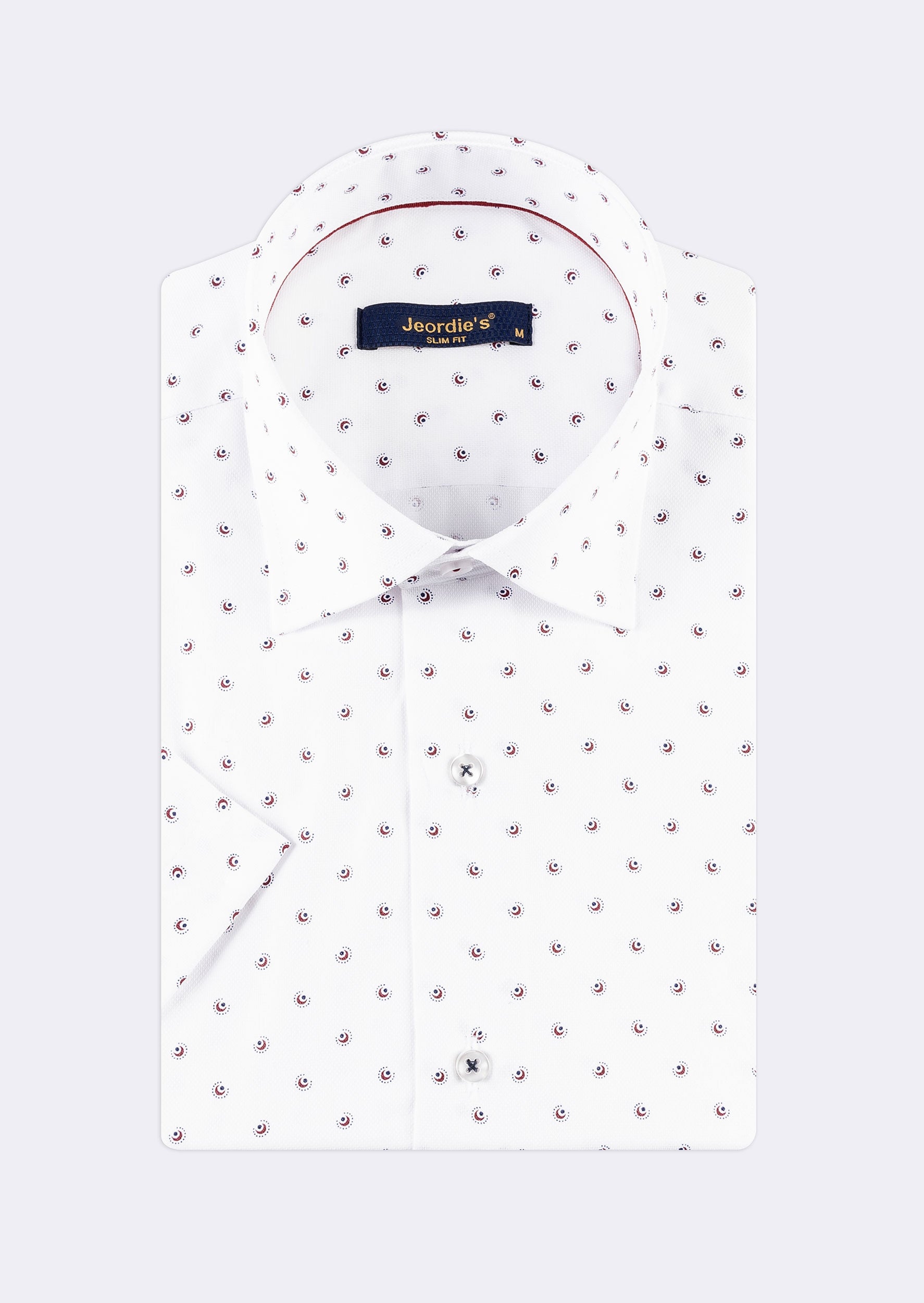 White - Burgundy Short Sleeve Shirt