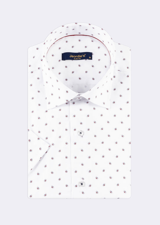 White - Burgundy Short Sleeve Shirt