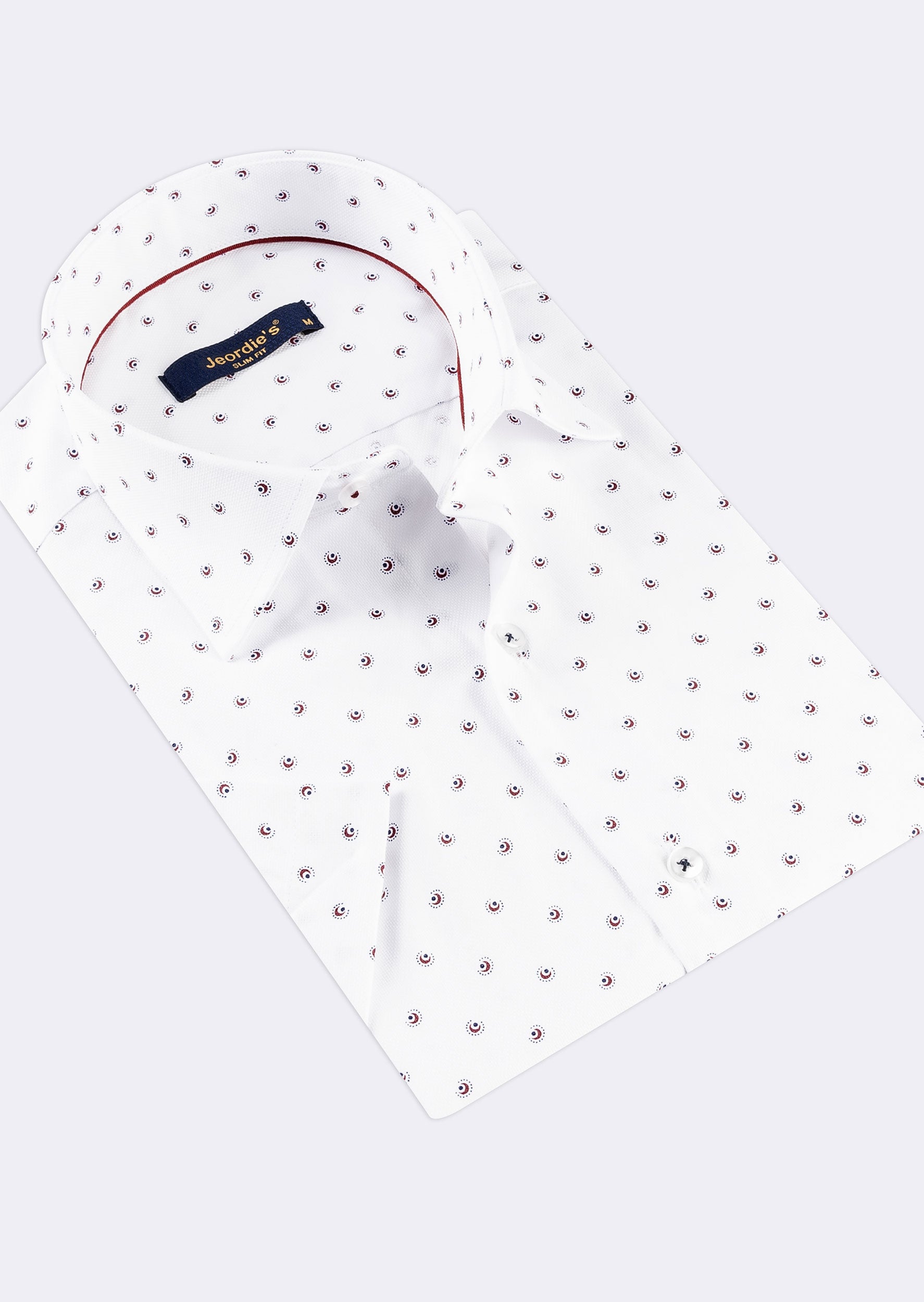 White - Burgundy Short Sleeve Shirt