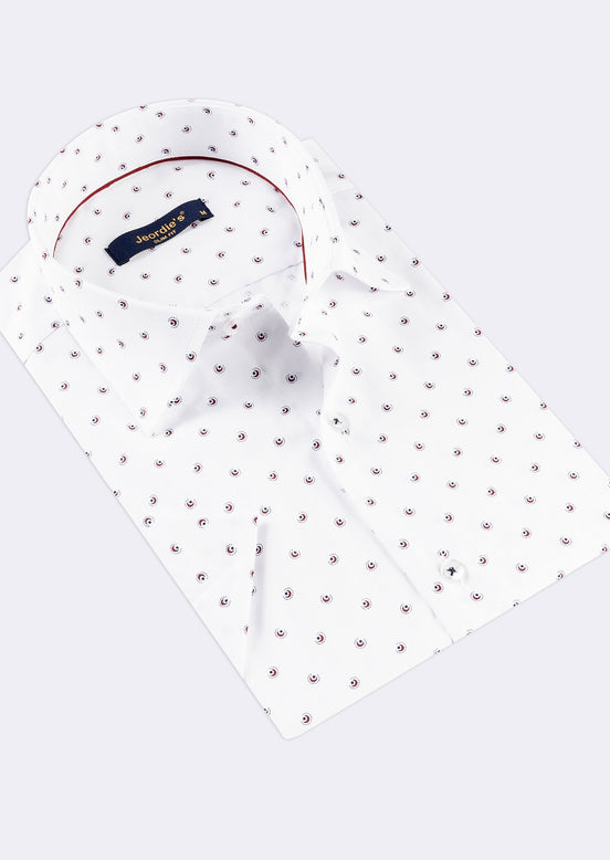 White - Burgundy Short Sleeve Shirt