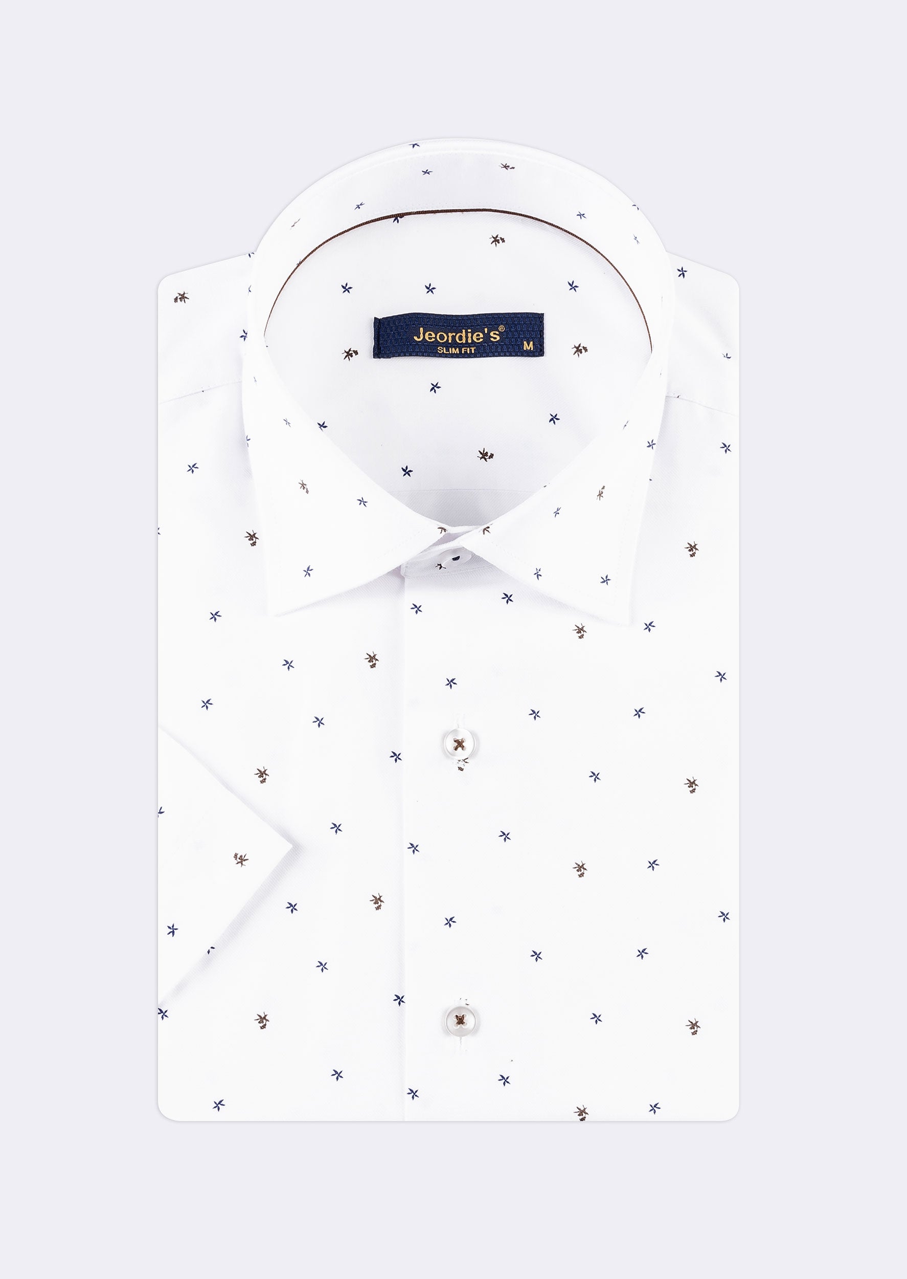White - Brown Short Sleeve Shirt