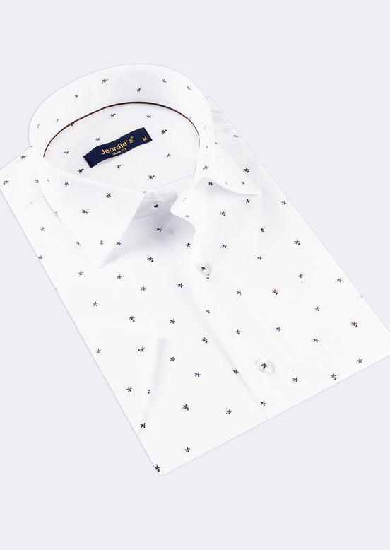 White - Brown Short Sleeve Shirt