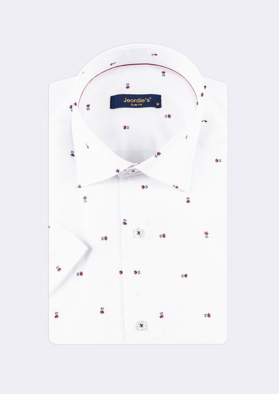 White - Burgundy Short Sleeve Shirt
