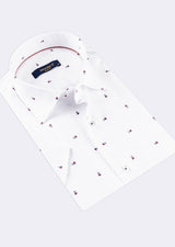 White - Burgundy Short Sleeve Shirt