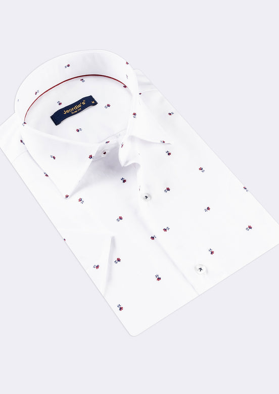 White - Burgundy Short Sleeve Shirt