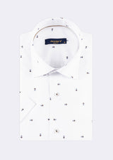 White - Brown Short Sleeve Shirt