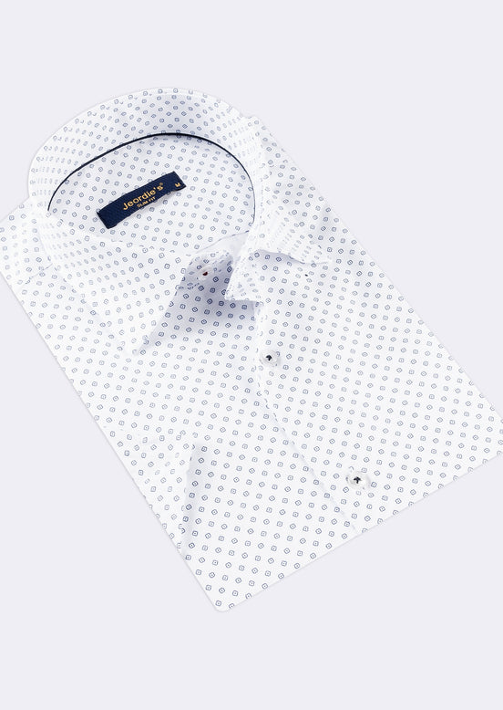 White - Navy Short Sleeve Shirt
