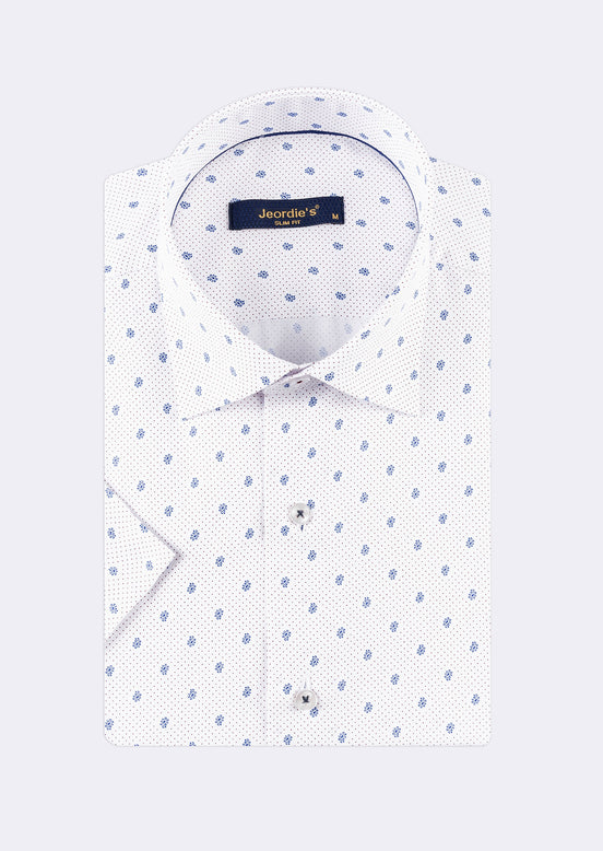 White - Brown Short Sleeve Shirt