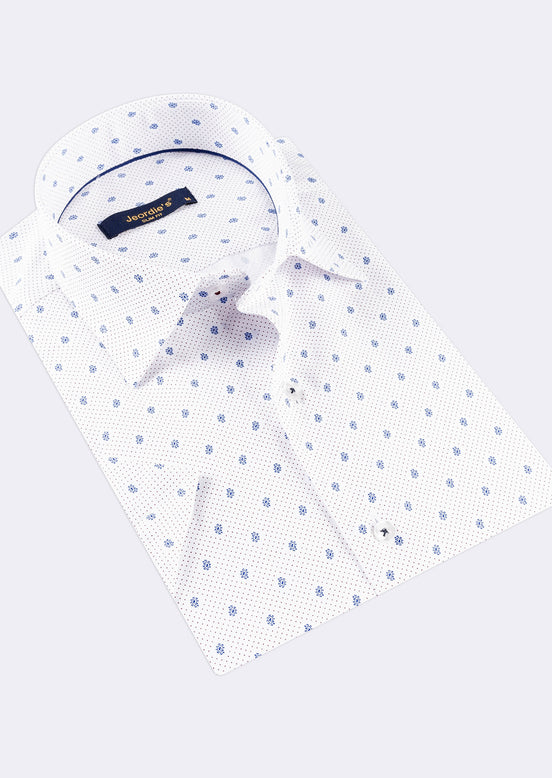 White - Brown Short Sleeve Shirt