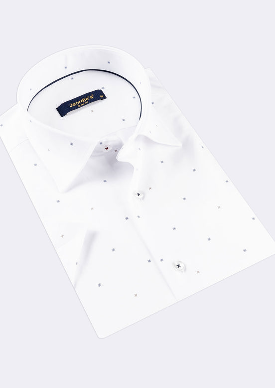 White - Navy Short Sleeve Shirt