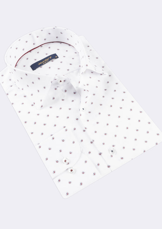 White - Burgundy Long Sleeve Shirt