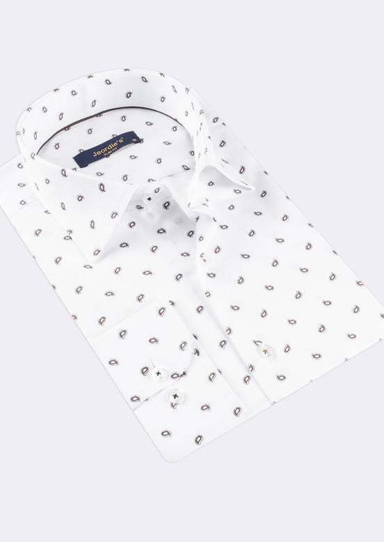 White - Brown Long Sleeve Shirt