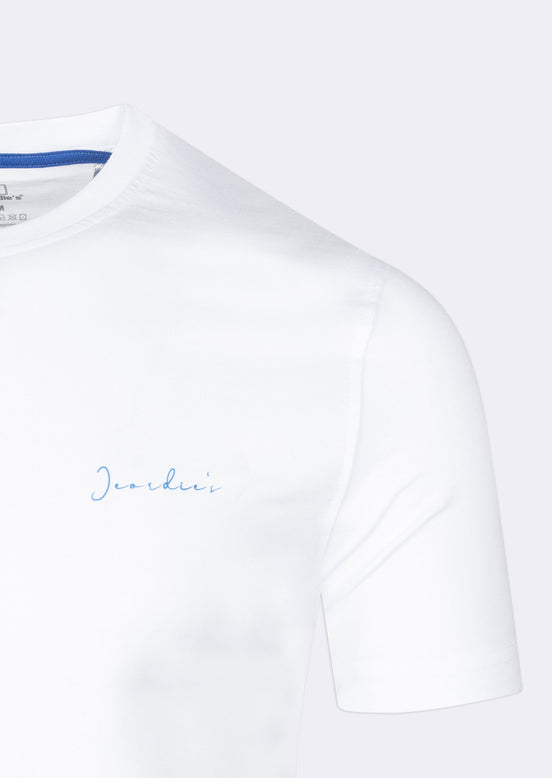 White - Sax Blue Crew Neck T-shirt