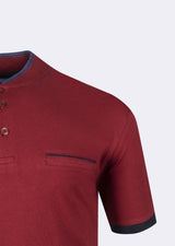 Burgundy Grandad Collar T-shirt