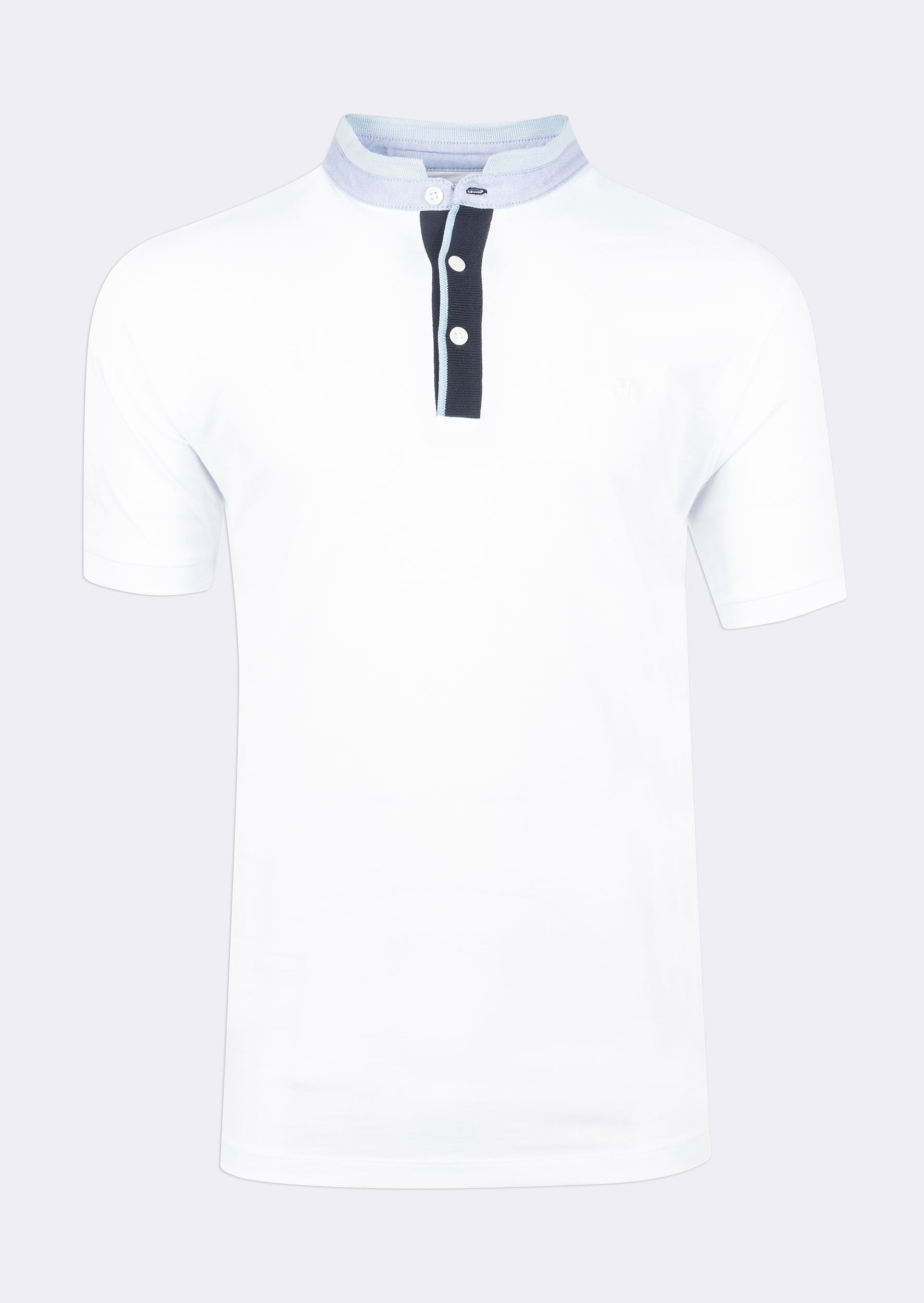 White Grandad Collar T-shirt