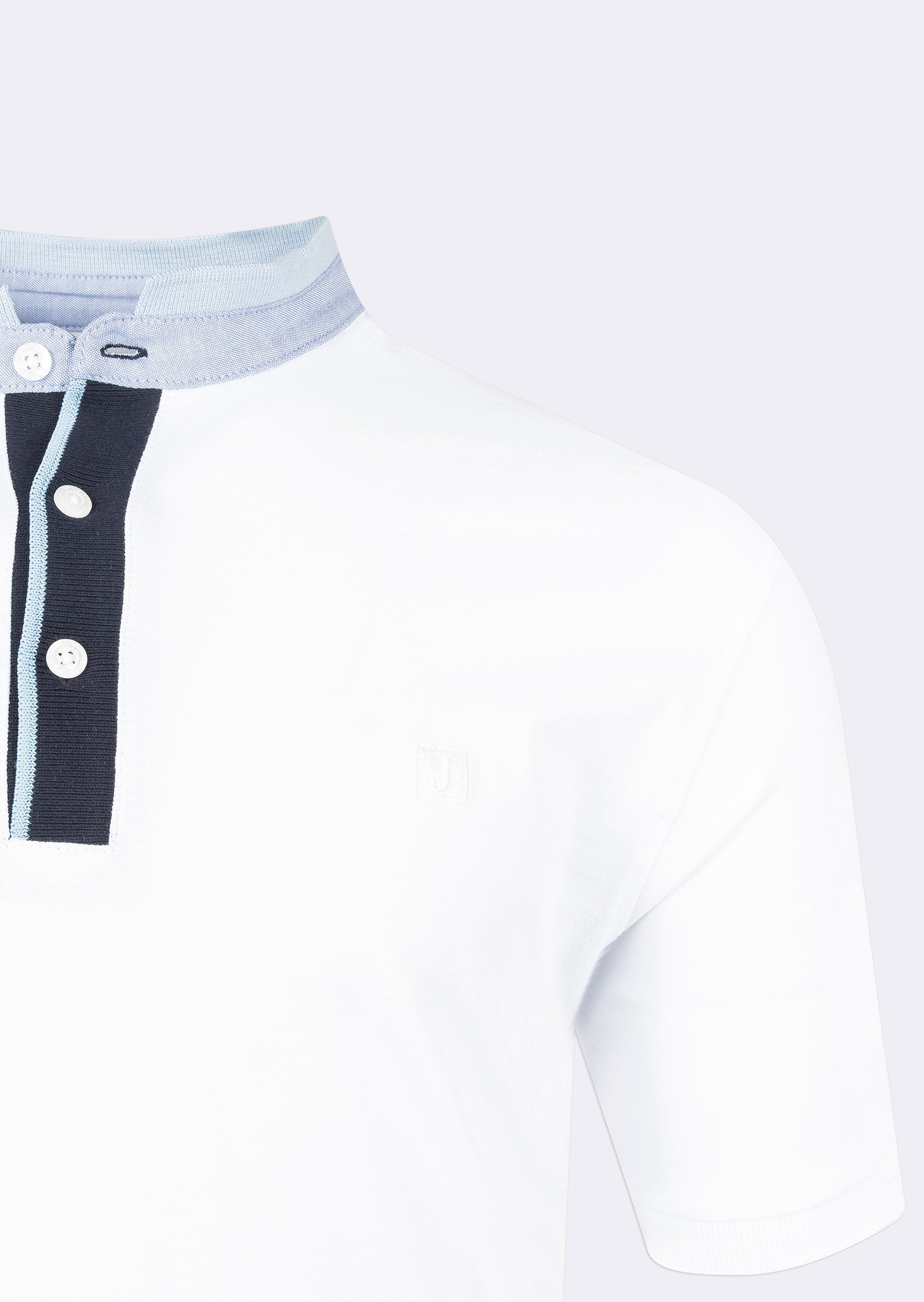 White Grandad Collar T-shirt