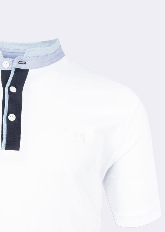 White Grandad Collar T-shirt