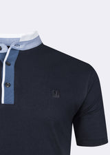 Navy Grandad Collar T-shirt