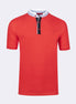 Red Grandad Collar T-shirt