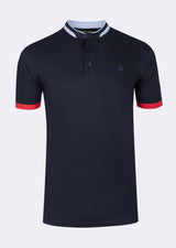 Navy Grandad Collar T-shirt