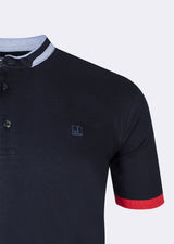 Navy Grandad Collar T-shirt