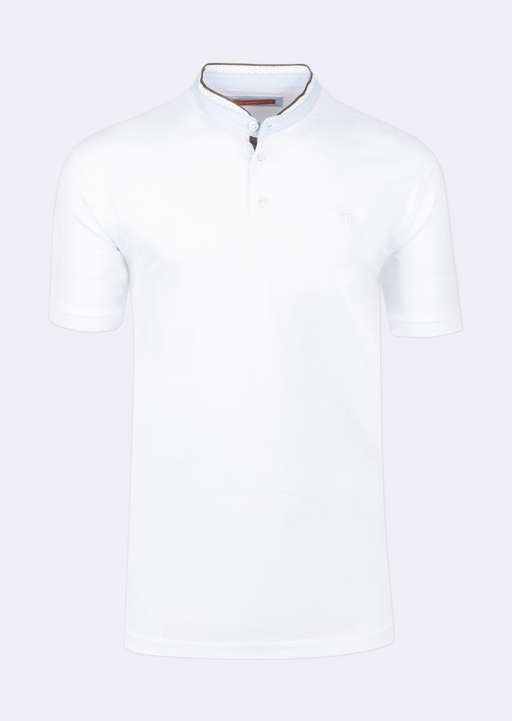 White Grandad Collar T-shirt